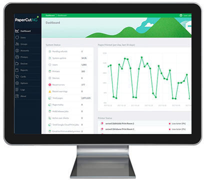 Papercut, Dashboard, Prior & Nami Business Systems