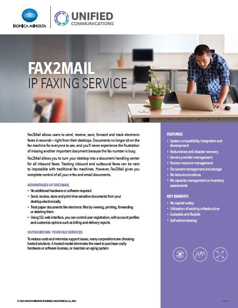 Unified Communications, FAX2MAIL, IP Faxing, Service, Konica Minolta, Prior & Nami Business Systems