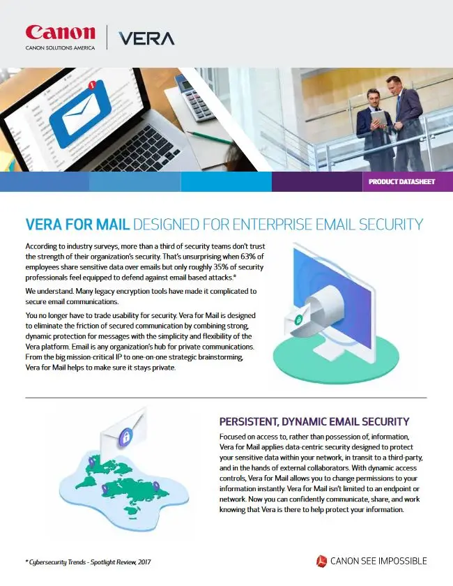 Vera brochure, canon, Prior & Nami Business Systems