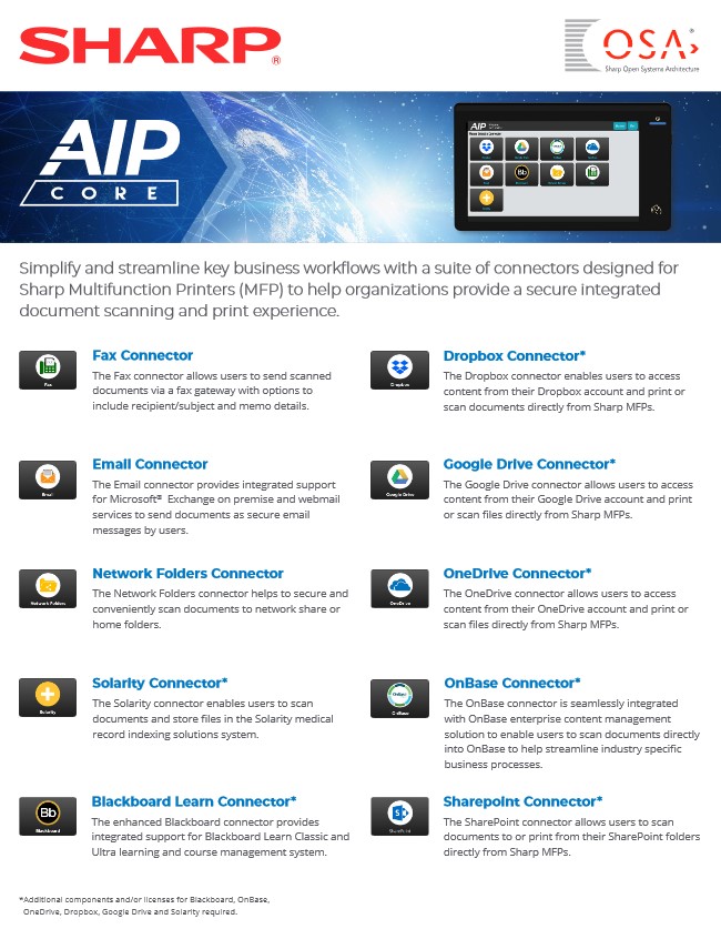Sharp, Aip Connect, Prior & Nami Business Systems
