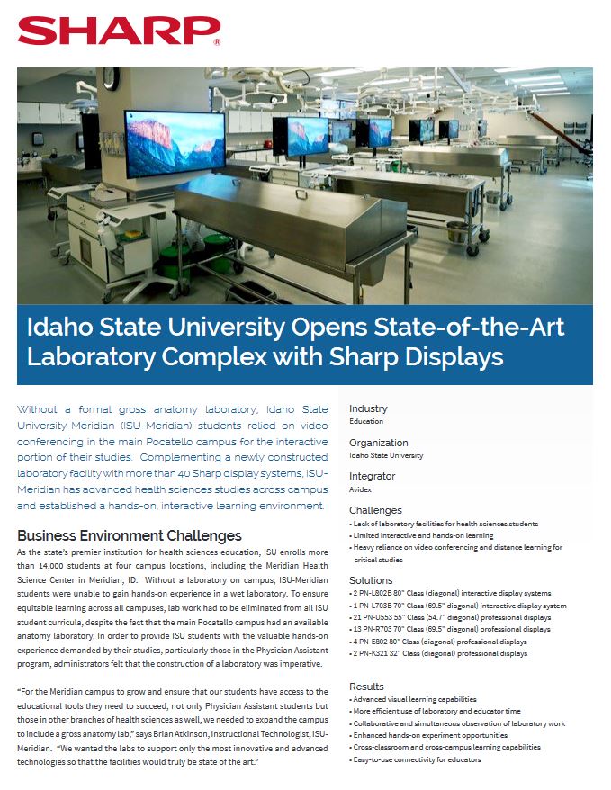Sharp, Idaho State, Displays, Case Study, Prior & Nami Business Systems
