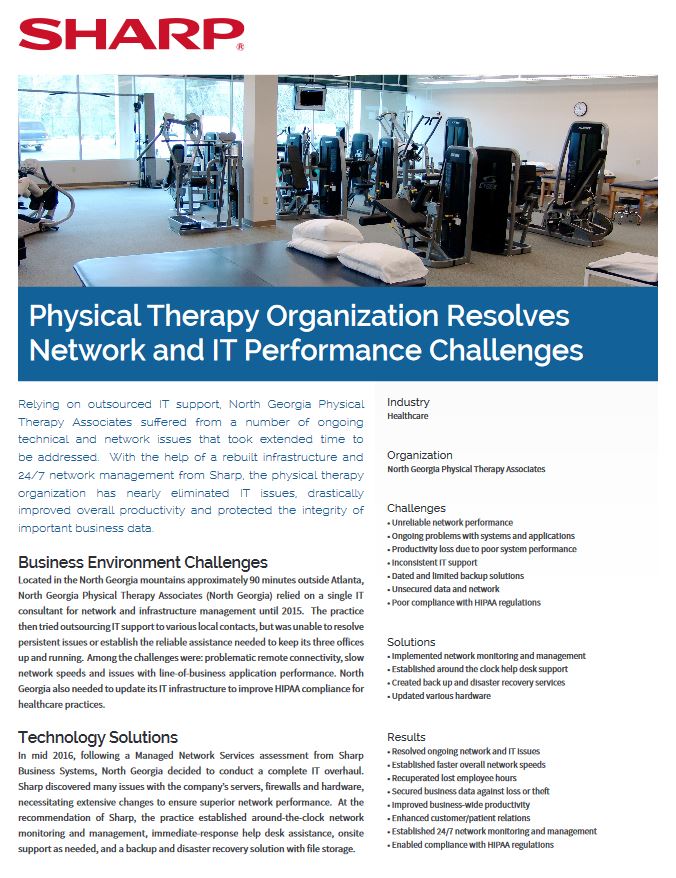 Sharp, Physical Therapy Organization, Case Study, Prior & Nami Business Systems